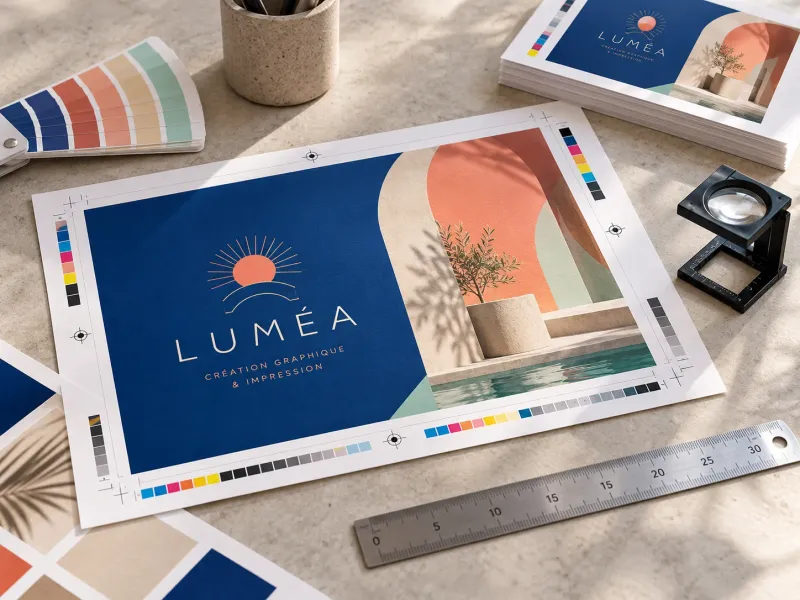 Épreuve prépresse LUMÉA avec traits de coupe